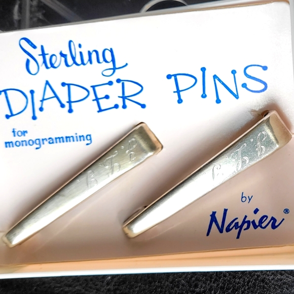 VTG-Sterling Diaper Pins For Monogramming By Napier In The Original Box-… - Picture 12 of 16